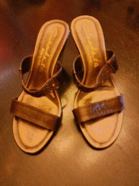 Casual Brown Slide Sandals for Women - Comfort Footbed